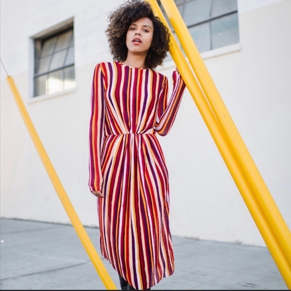 Zara | Long Sleeve Net stripe dress